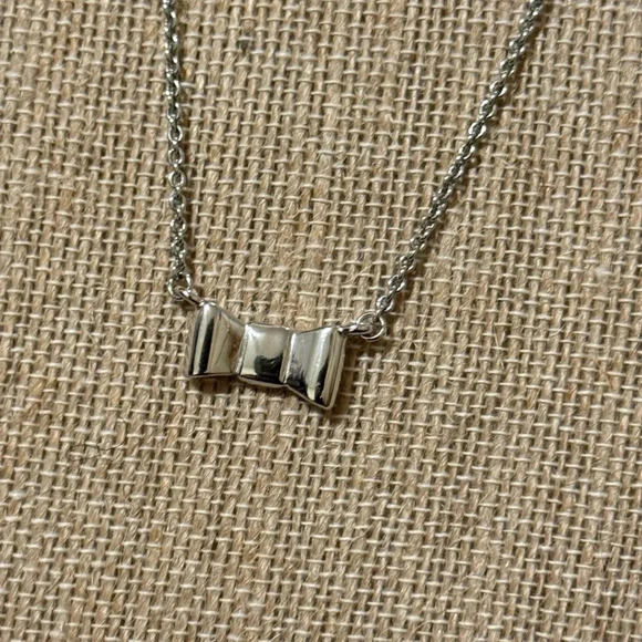 kate spade Jewelry - Kate Spade Silver Bow Necklace 18”